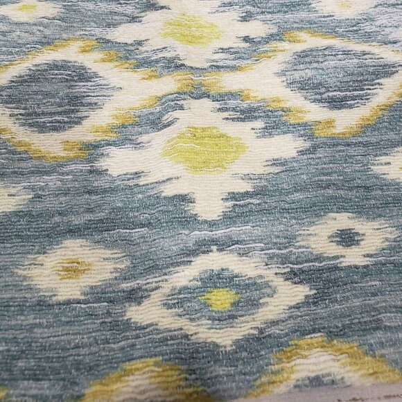 Cotton Blend Tapestry  Blue & Lime Tassled Zippered Pillow Cover Sham  24 X 13.5 - Picture 5 of 7